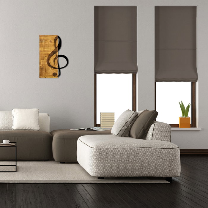 Wallity Treble Clef Escultura de pared en Nogal y Negro